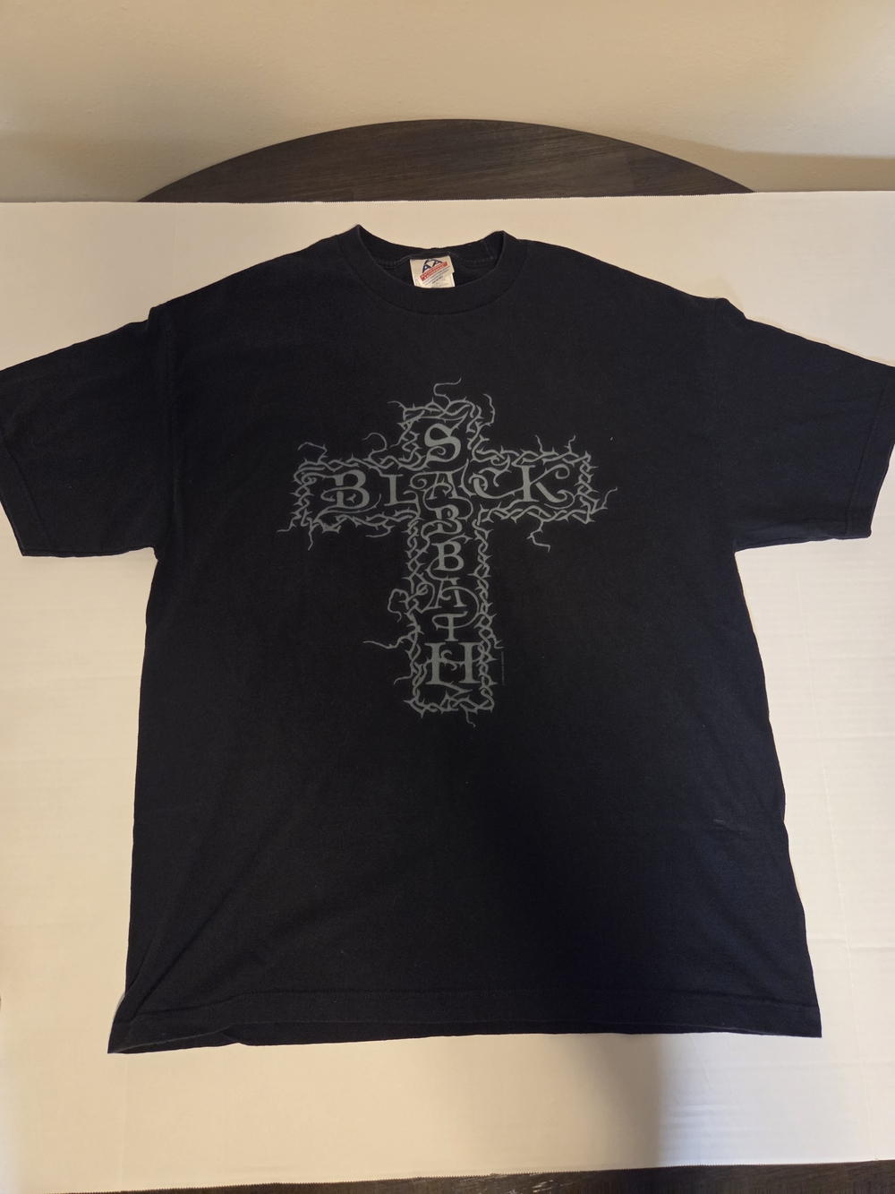 Vintage Black Sabbath Shirt Mens XL Black AAA Alstyle Band Tee Barbed Wire Cross